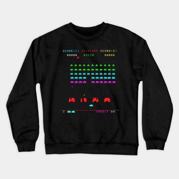 Colorful Space Invaders Crewneck Sweatshirt by taguzga